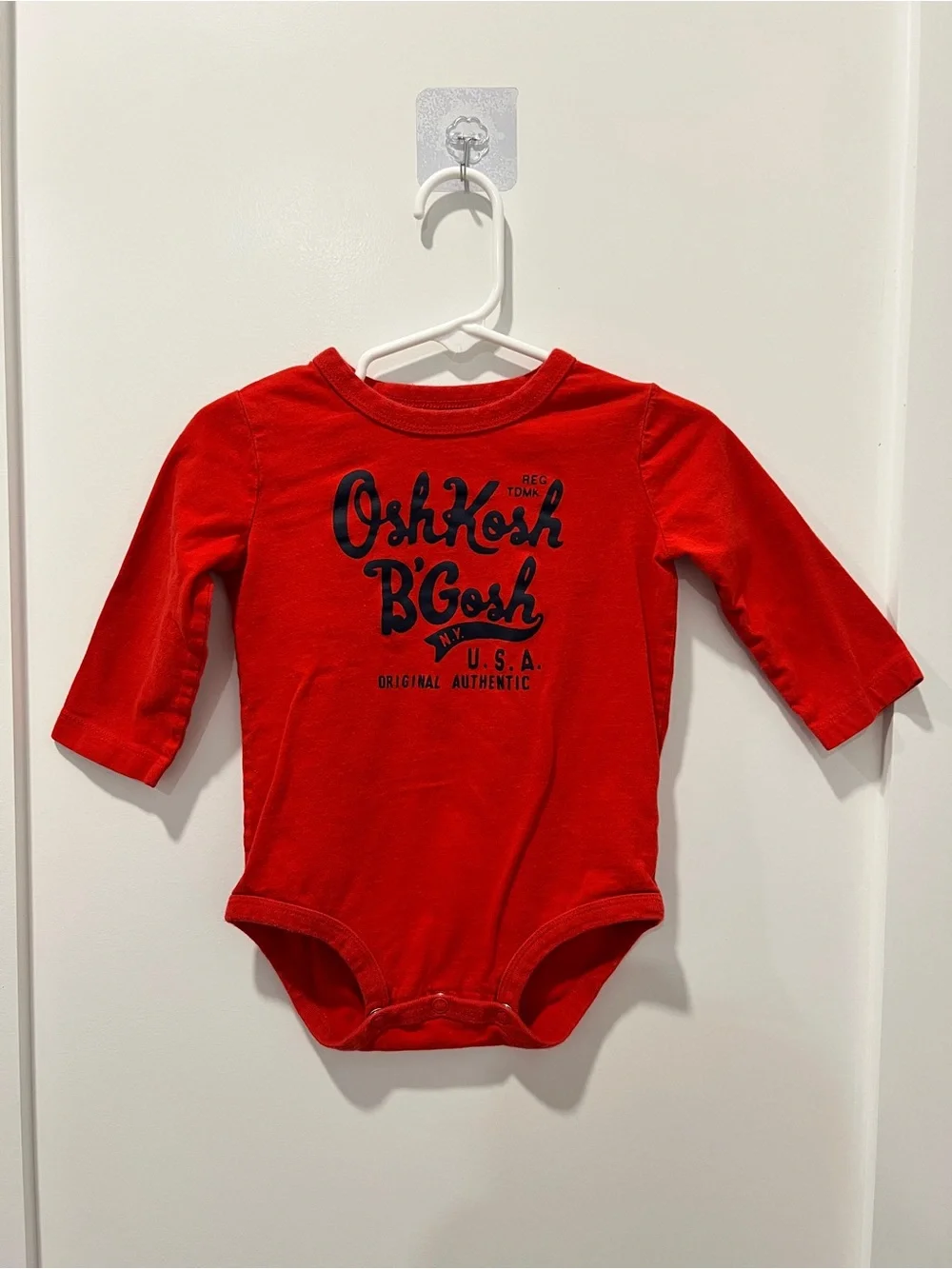 OshKosh B’gosh Originals Logo Long Sleeve Bodysuit | 12M | Red
